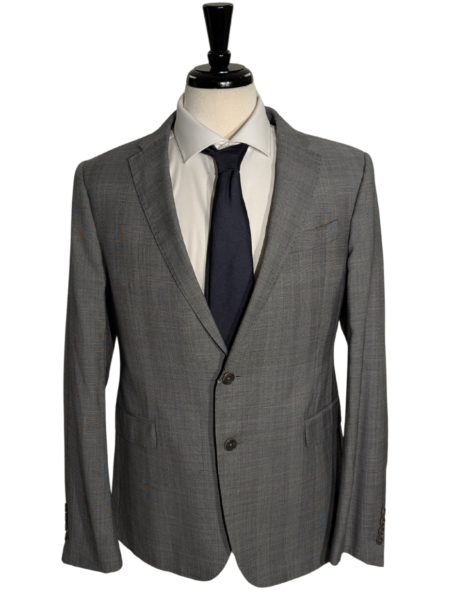 Armani Collezioni Gray Plaid Classic Fit Notch Lapel 2 Button Wool Suit 42R