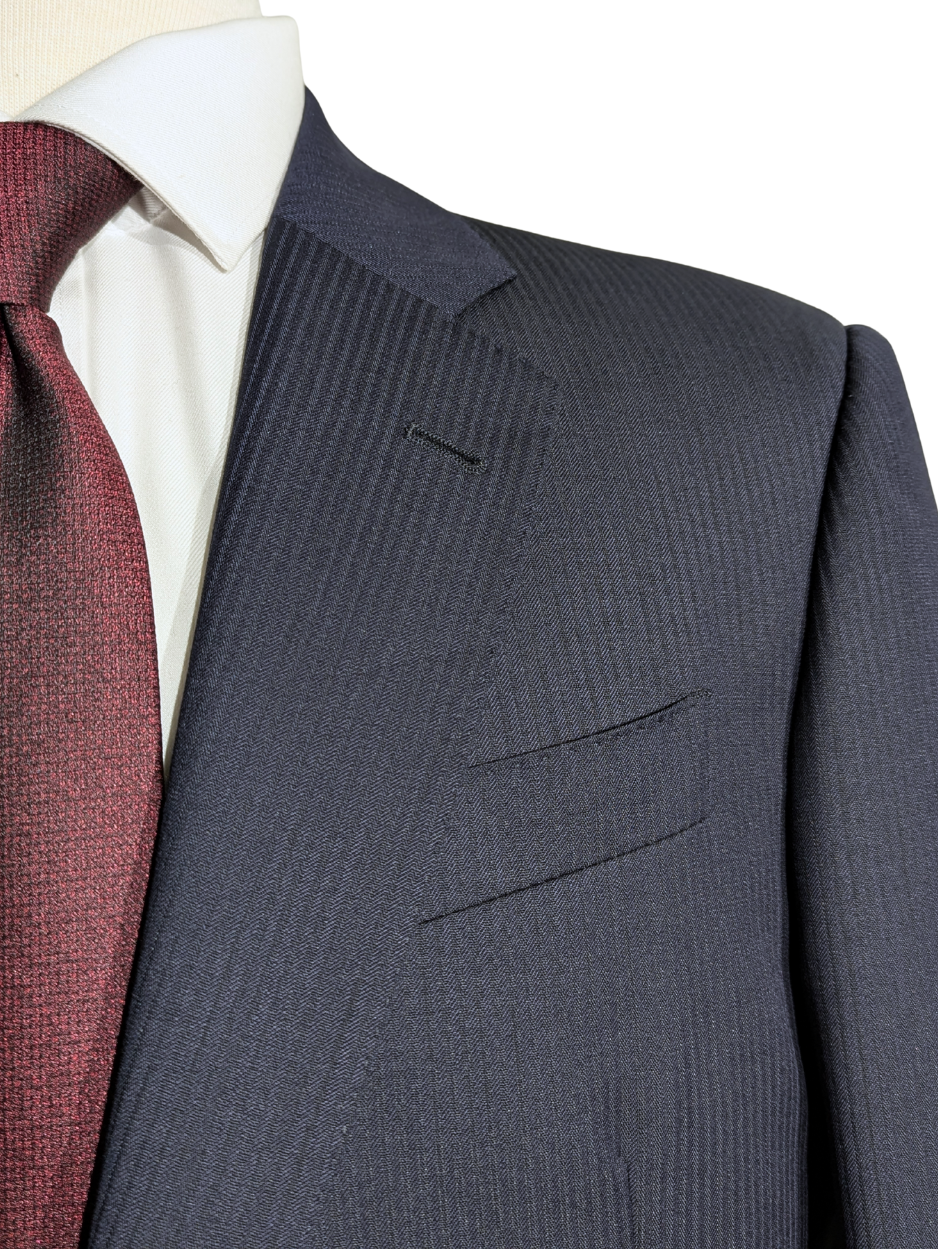 Armani Collezioni Navy Blue Pinstripe Slim Fit Two-Button Notch Lapel Wool Suit 38R