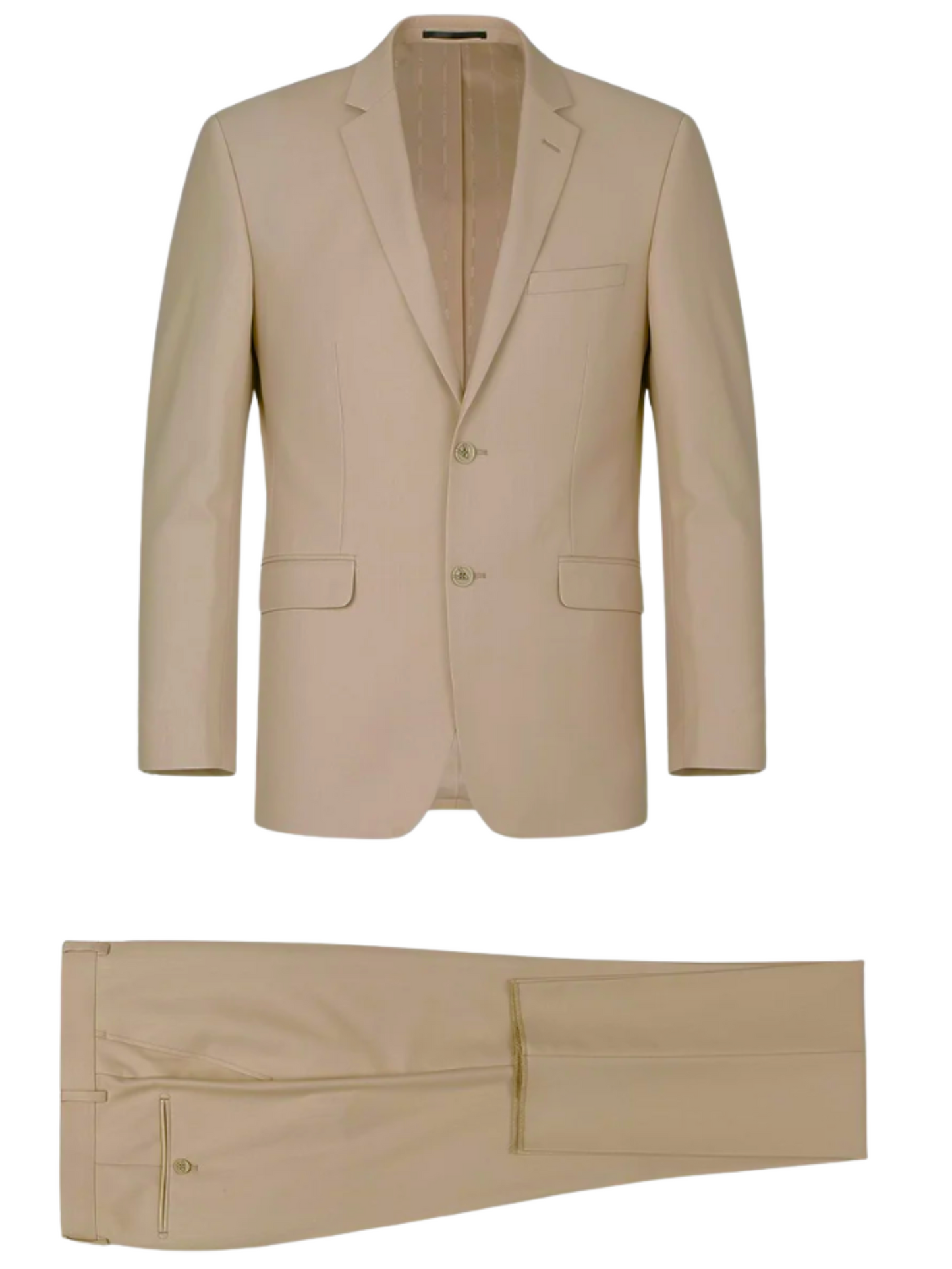 Raphael Solid Dark Tan Notch Lapel Classic Fit Two Button Suit