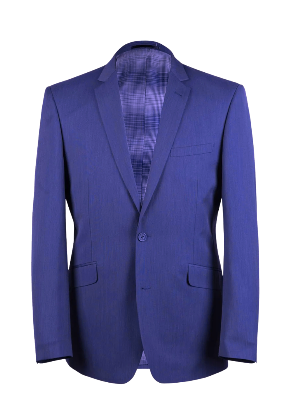 Raphael Blue Textured Slim Fit Notch Lapel Patch Pockets Two Button Stretch Travel Suit