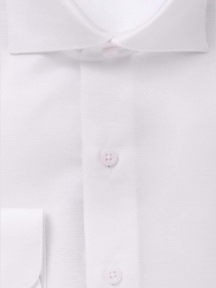 Mens 100% Cotton White On White Spread Collar Wrinkle Free Slim Fit Dress Shirt