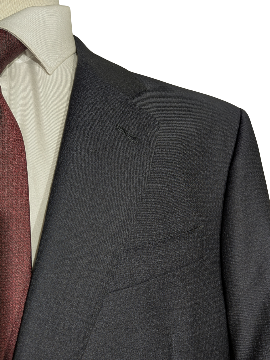 Armani Collezioni G Line Navy Microcheck Slim Fit Wool 2-Button Suit 44R