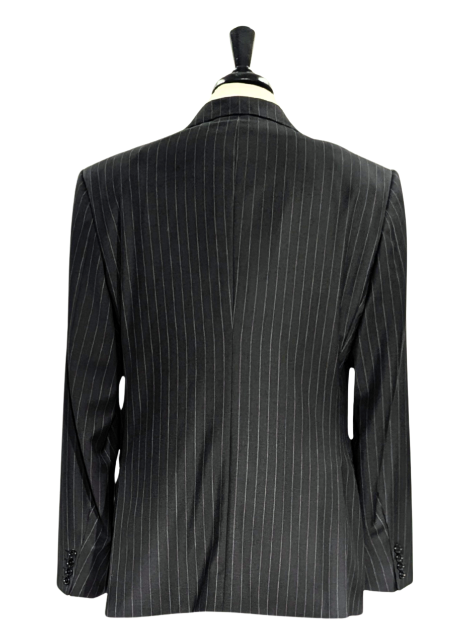 Armani Collezioni Black Pinstripe Classic Fit Two Button Notch Lapel Suit 44L