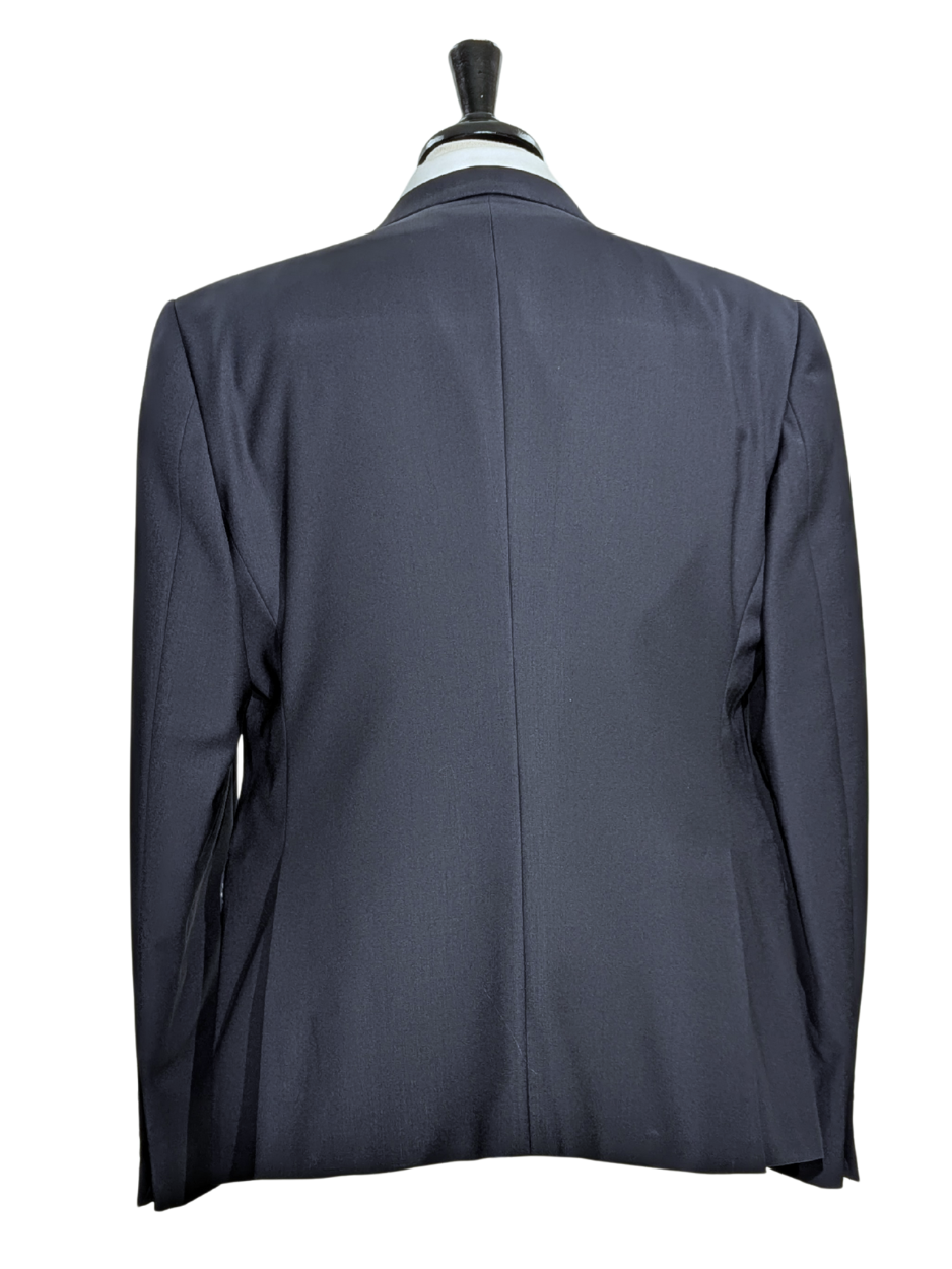 Armani Collezioni Solid Dark Blue M-Line Notch Lapel Modern Fit 2 Button Wool Suit - 38R