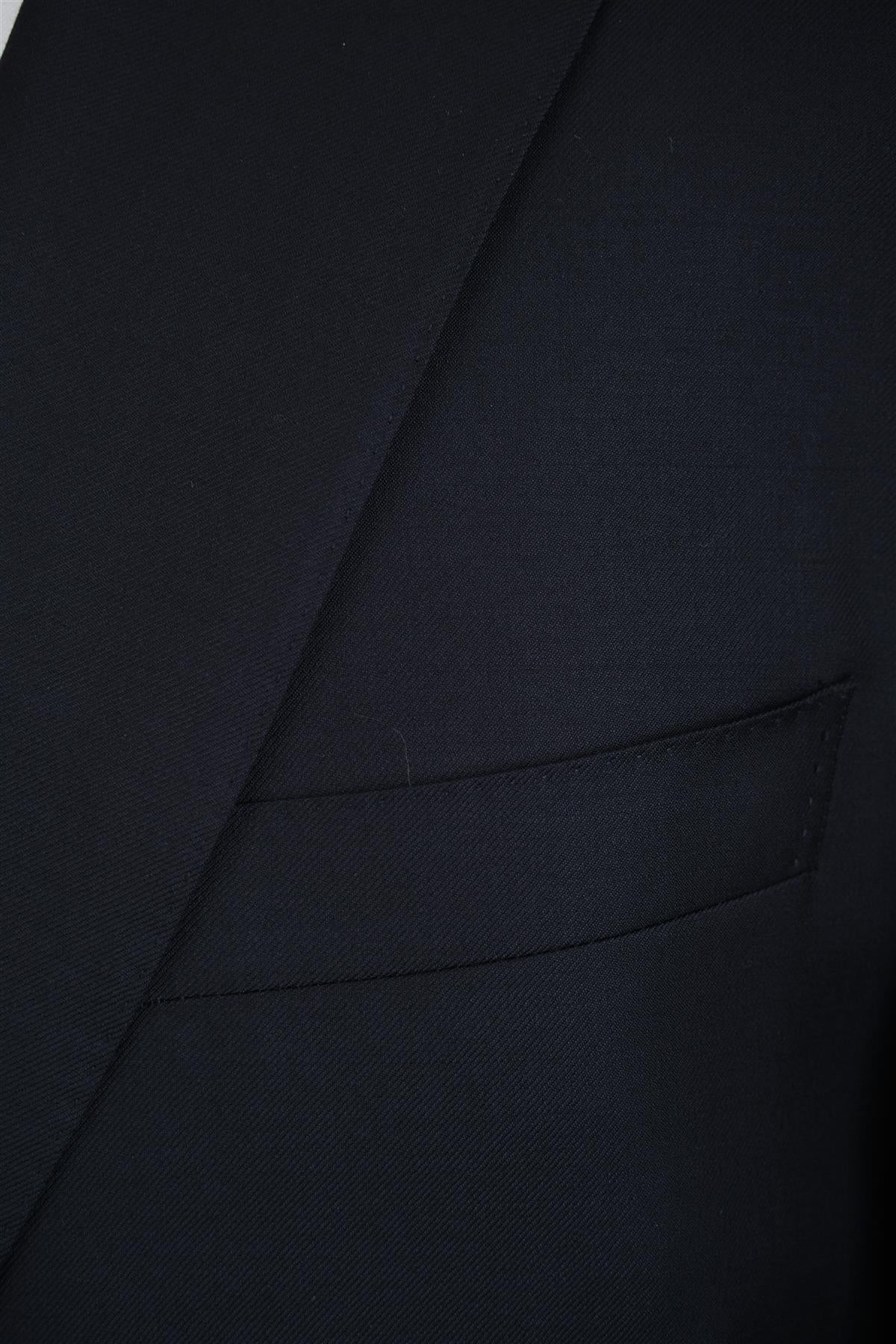 Canali Mens Solid Navy Blue 40L Drop 7 Modern Fit 100% Wool 2 Piece Suit