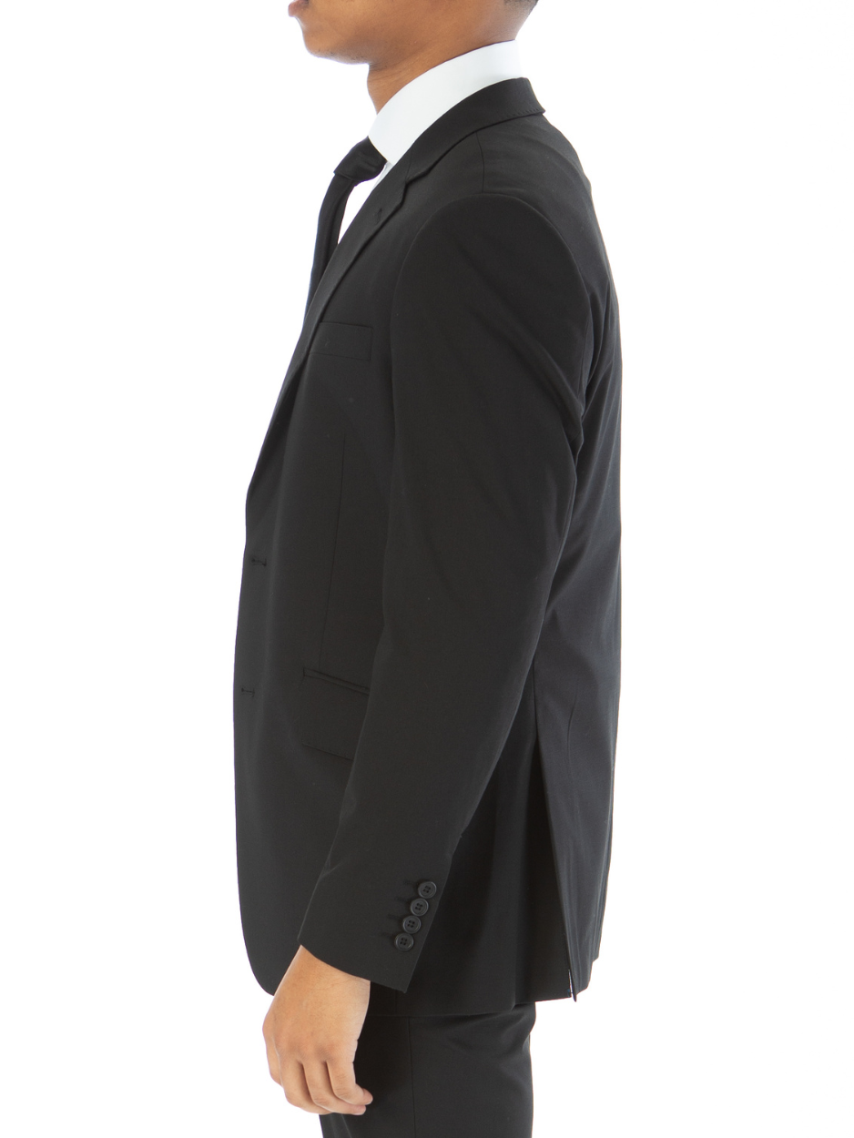 Raphael Mens Solid Black Slim Fit Stretch 2 Button Blazer Sportcoat