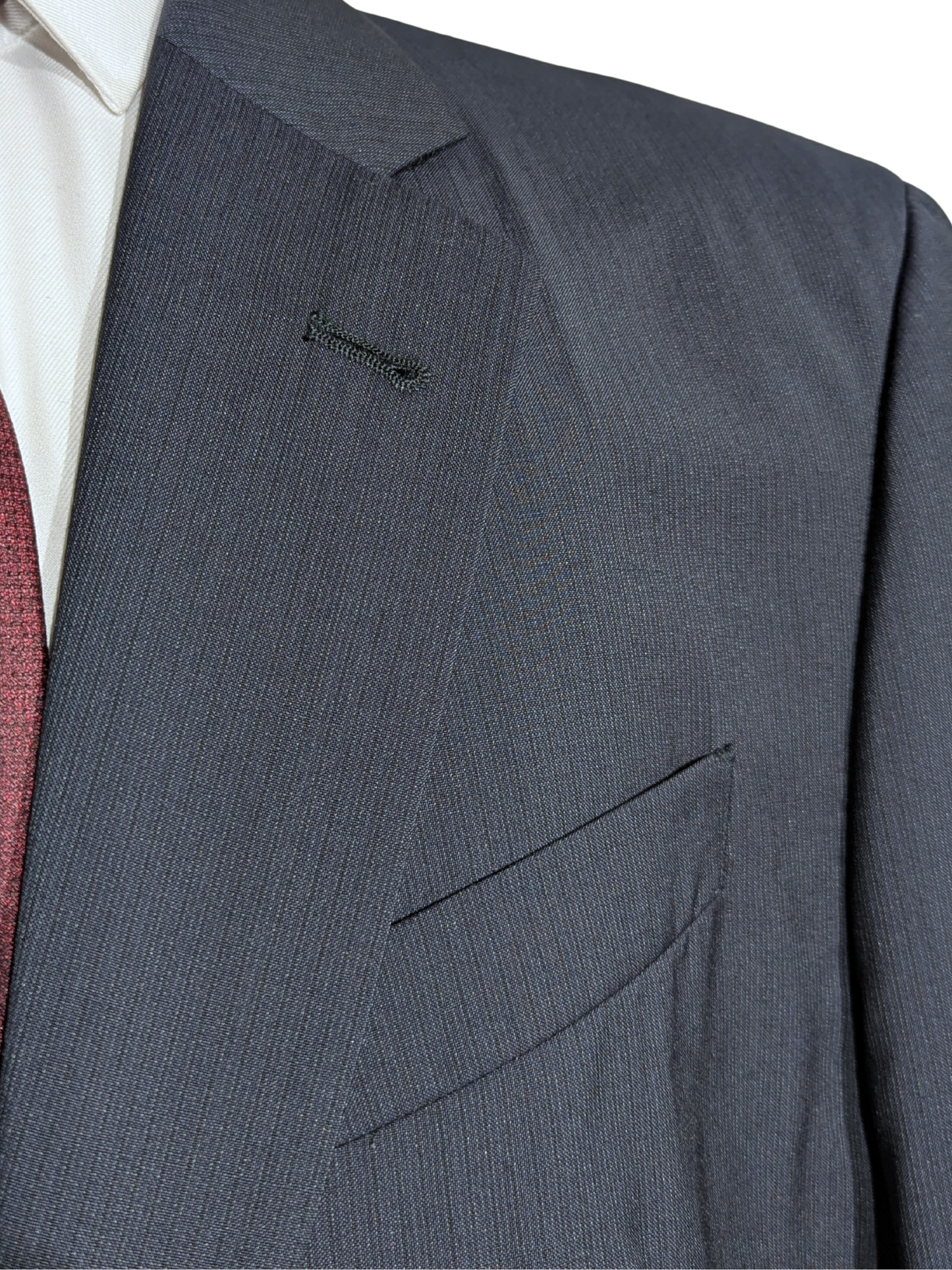 Armani Collezioni Navy Tonal Pinstriped Notch Lapel Wool 2-Button Suit - 44R