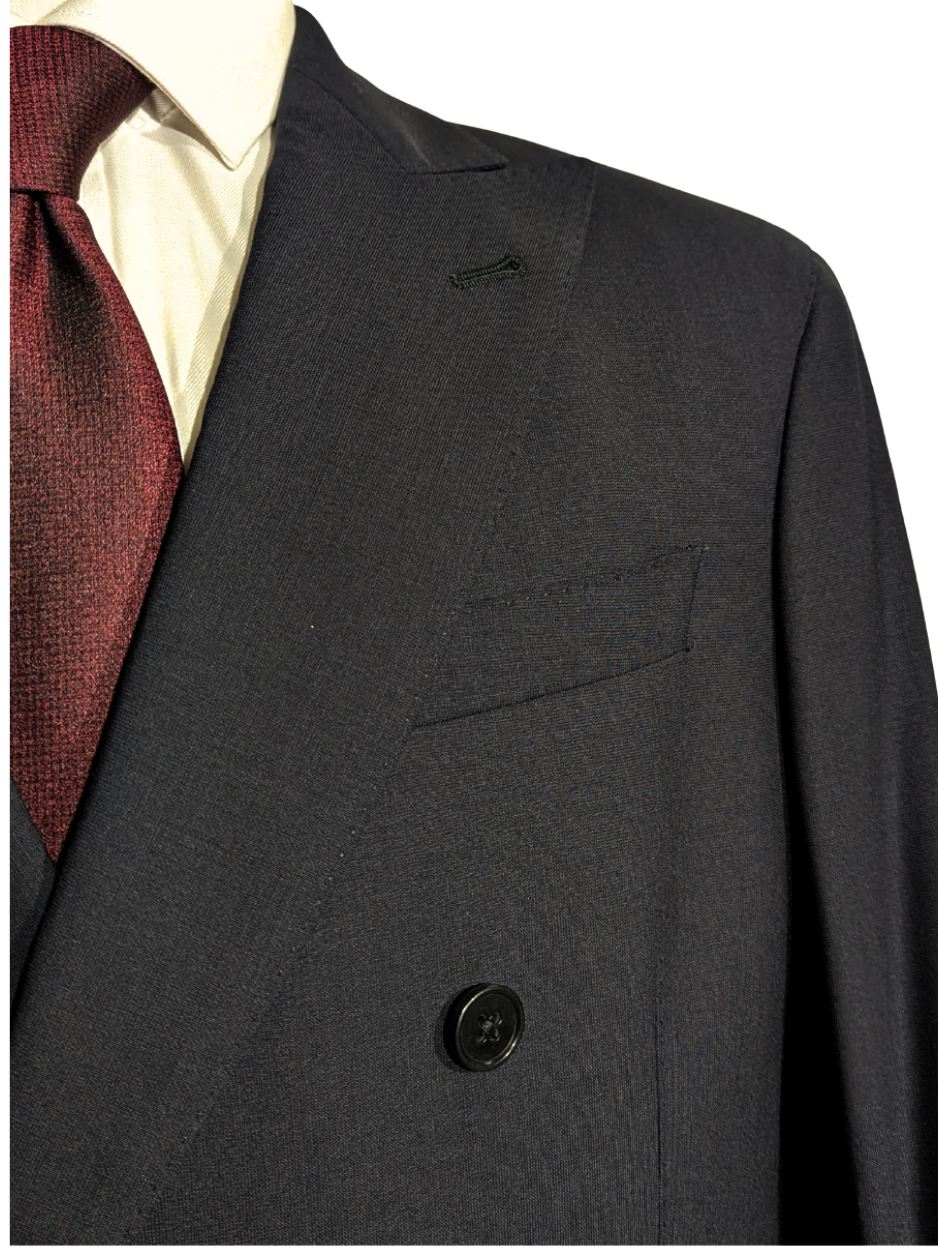 Armani Collezioni Black Sartorial Deco Classic Fit Double-Breasted Peak Lapel Wool Suit 42R