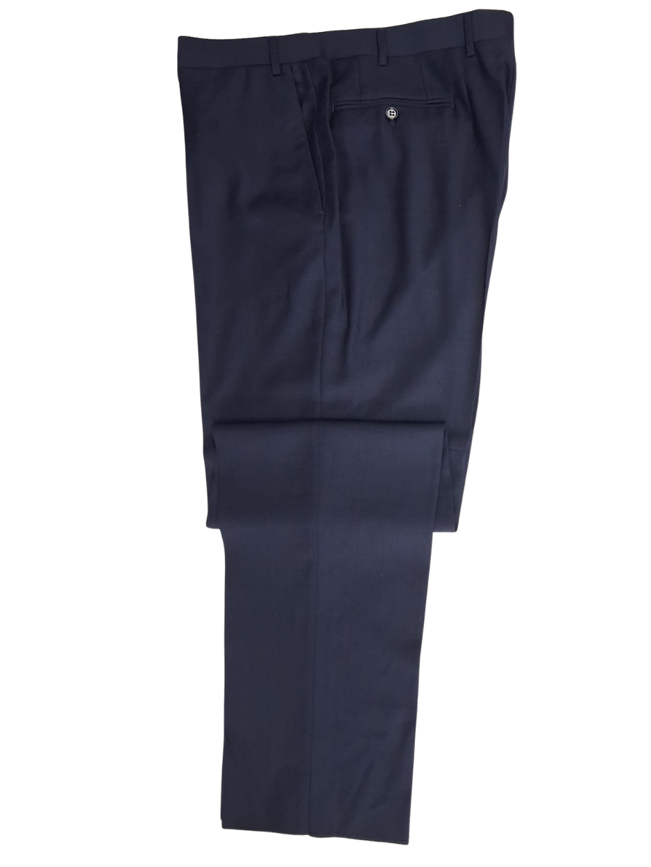 Canali Navy Blue Windowpane 100% Wool 2 Button Suit 44R
