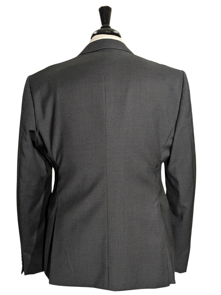 Emporio Armani Solid Charcoal Gray M-Line Modern Fit Notch Lapel 2 Button Wool Suit 46R