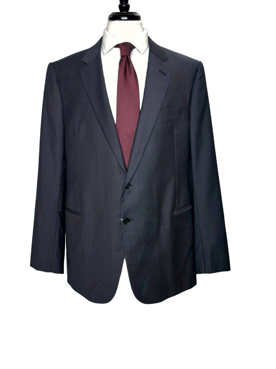 Armani Collezioni Charcoal Gray Pinstripe Two-Button Notch Lapel Wool Suit 46R