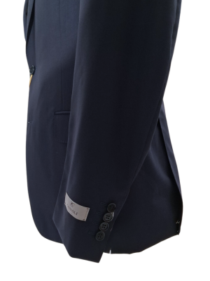 Canali Solid Navy 100% Wool 2 Button Suit 38R