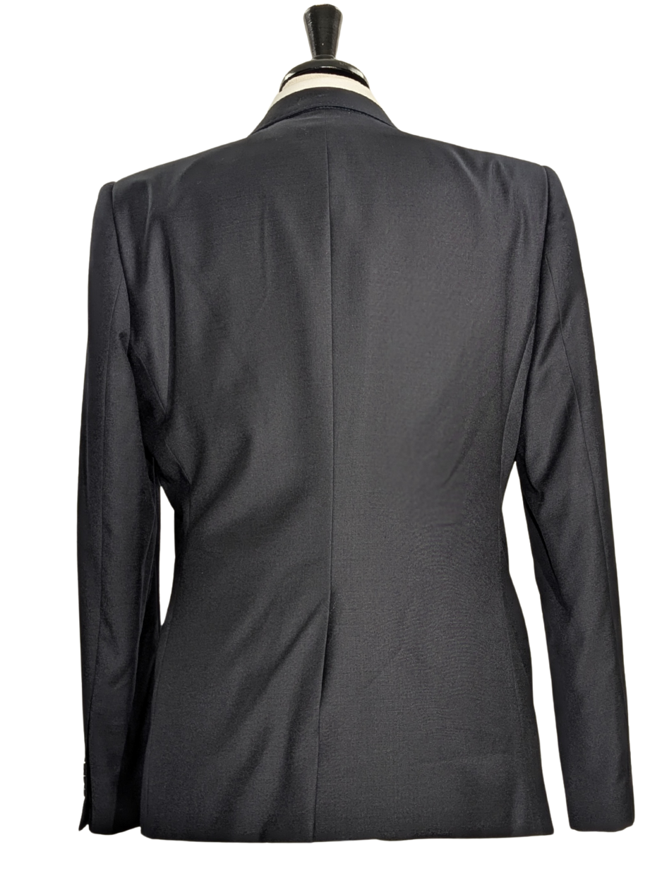 Armani Collezioni Solid Navy Blue Classic Fit Peak Lapel 1 Button Wool Suit 44R