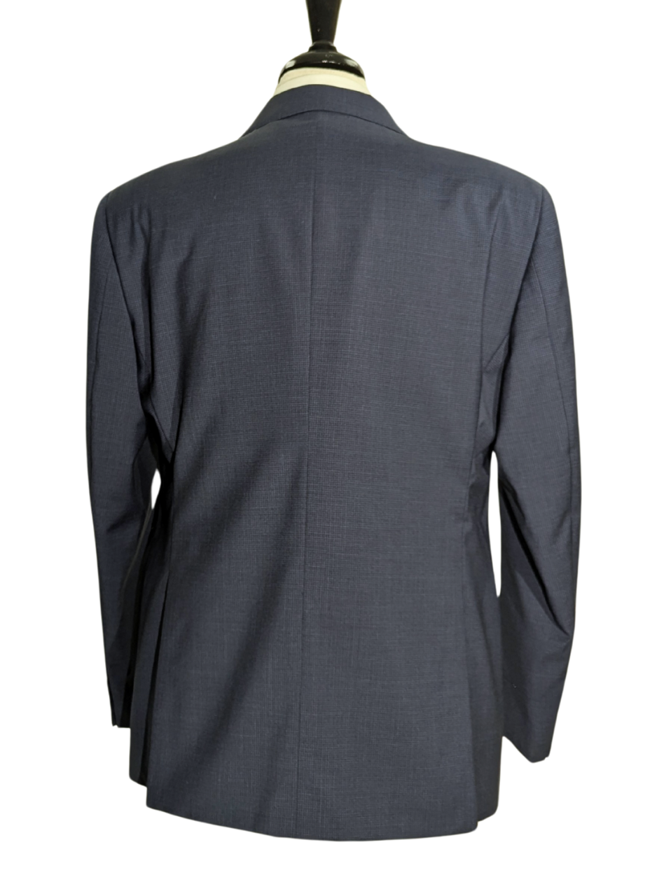 Emporio Armani Blue Mini Check G-Line Slim Fit Notch Lapel 2 Button Wool Suit 44R