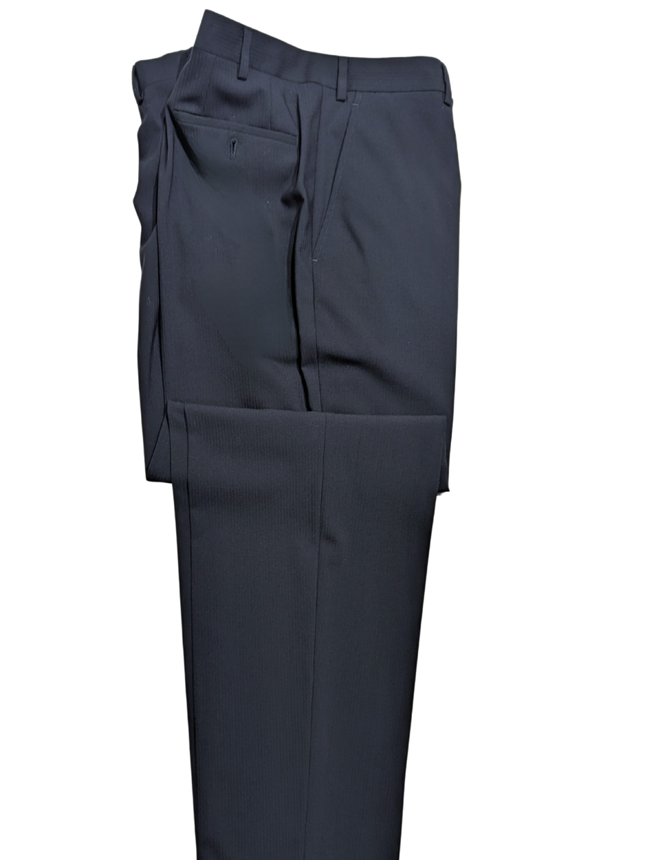 Armani Collezioni Navy Tonal Pinstriped Notch Lapel 3-Piece wool Stretch Suit - 48R