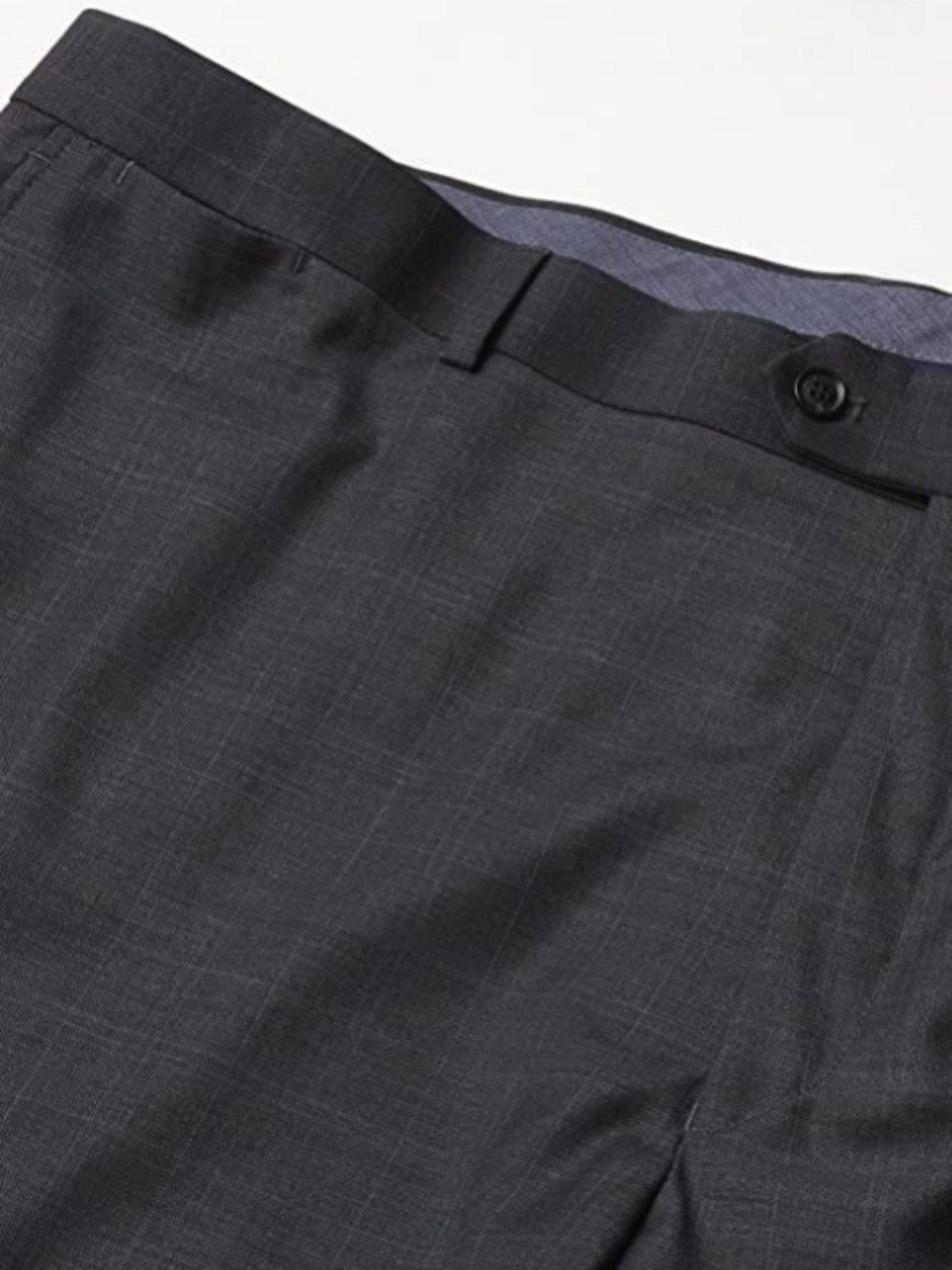 Tommy Hilfiger Charcoal Grey with Light Blue Windowpane Modern Fit Notch Lapel Wool Stretch Suit