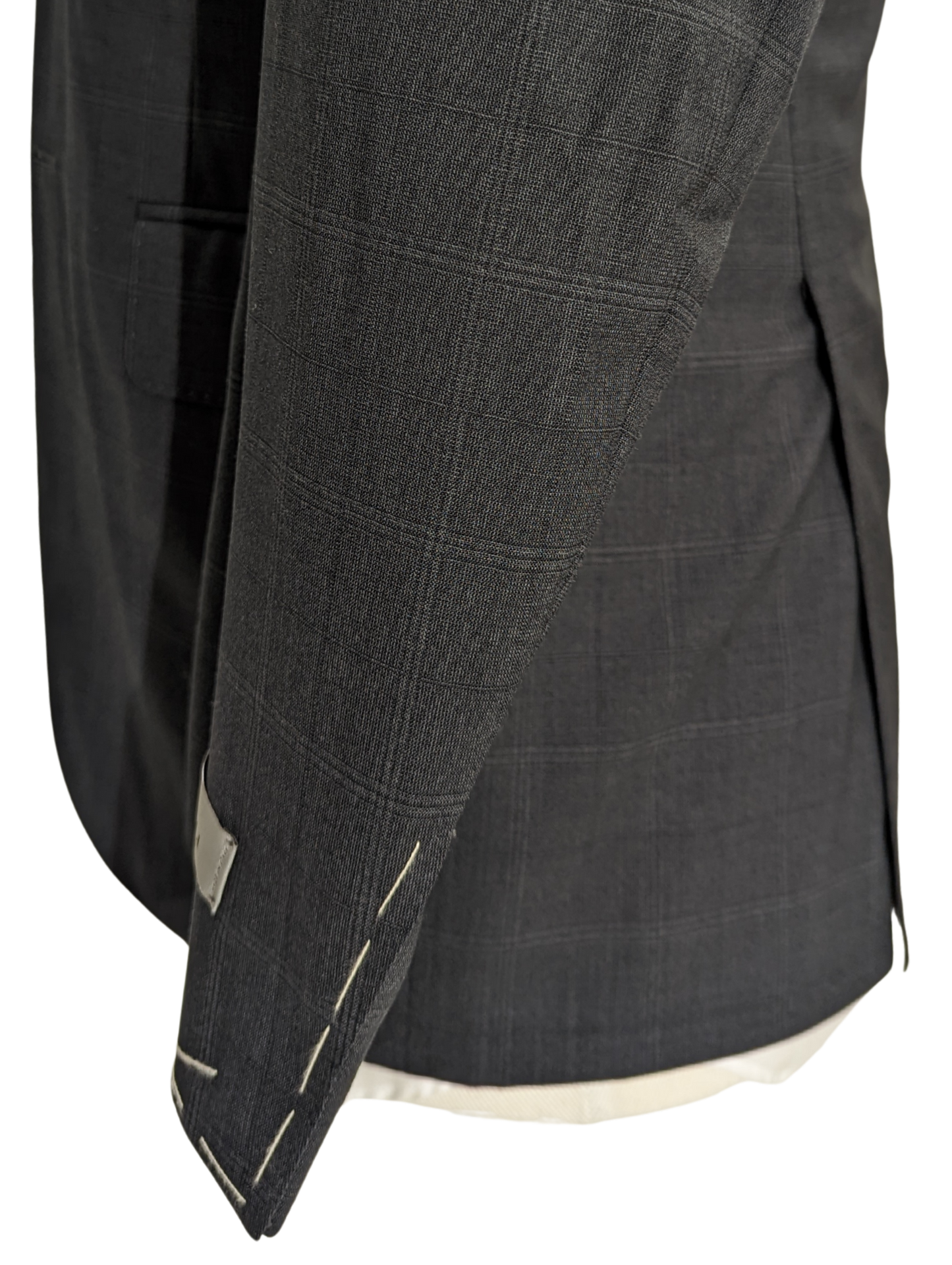 Canali Men's Charcoal Windowpane 100% Wool Suit 34S