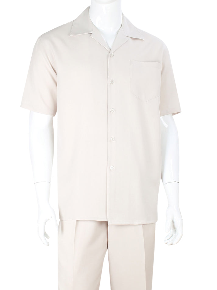 Apollo King Royal Diamond Tan Classic Fit Short Sleeve 2 Piece Walking Suit