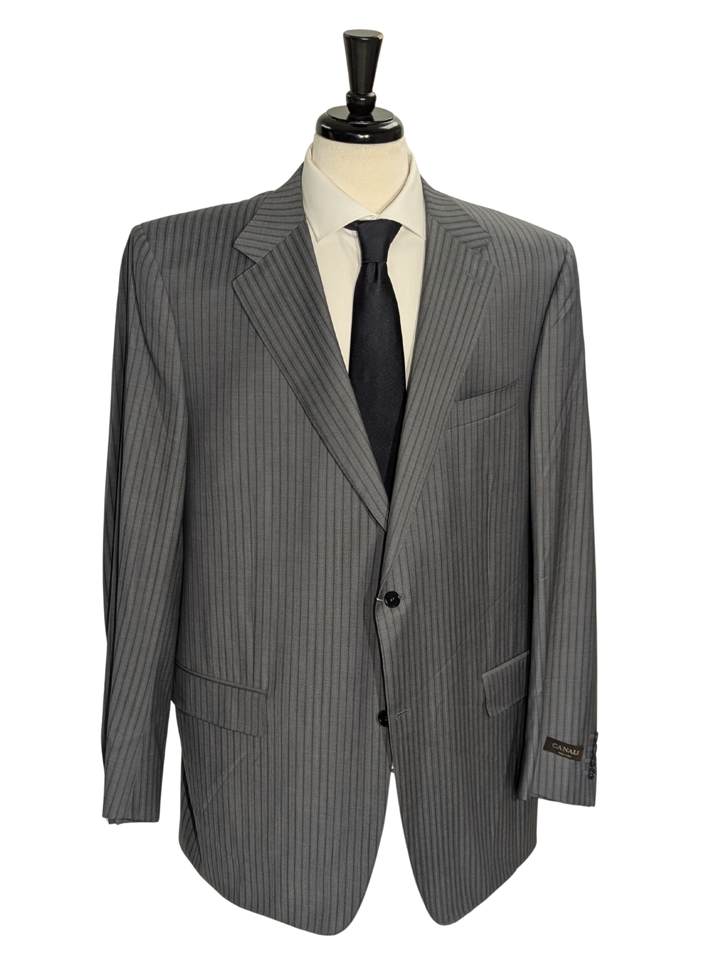 Canali Gray Pinstriped 100% Wool Suit 50L