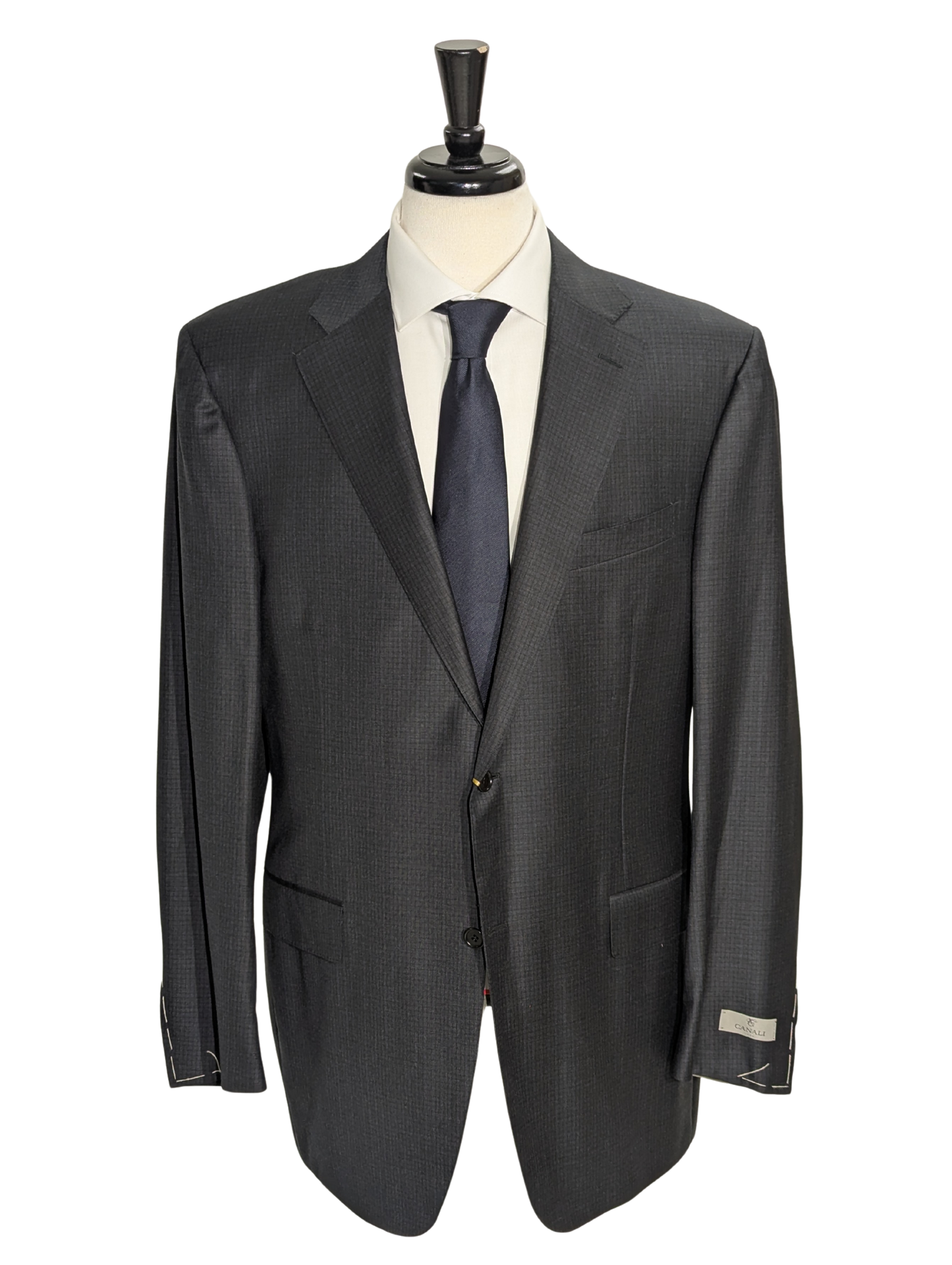 Canali Gray Micro Check 100% Wool Suit 44L