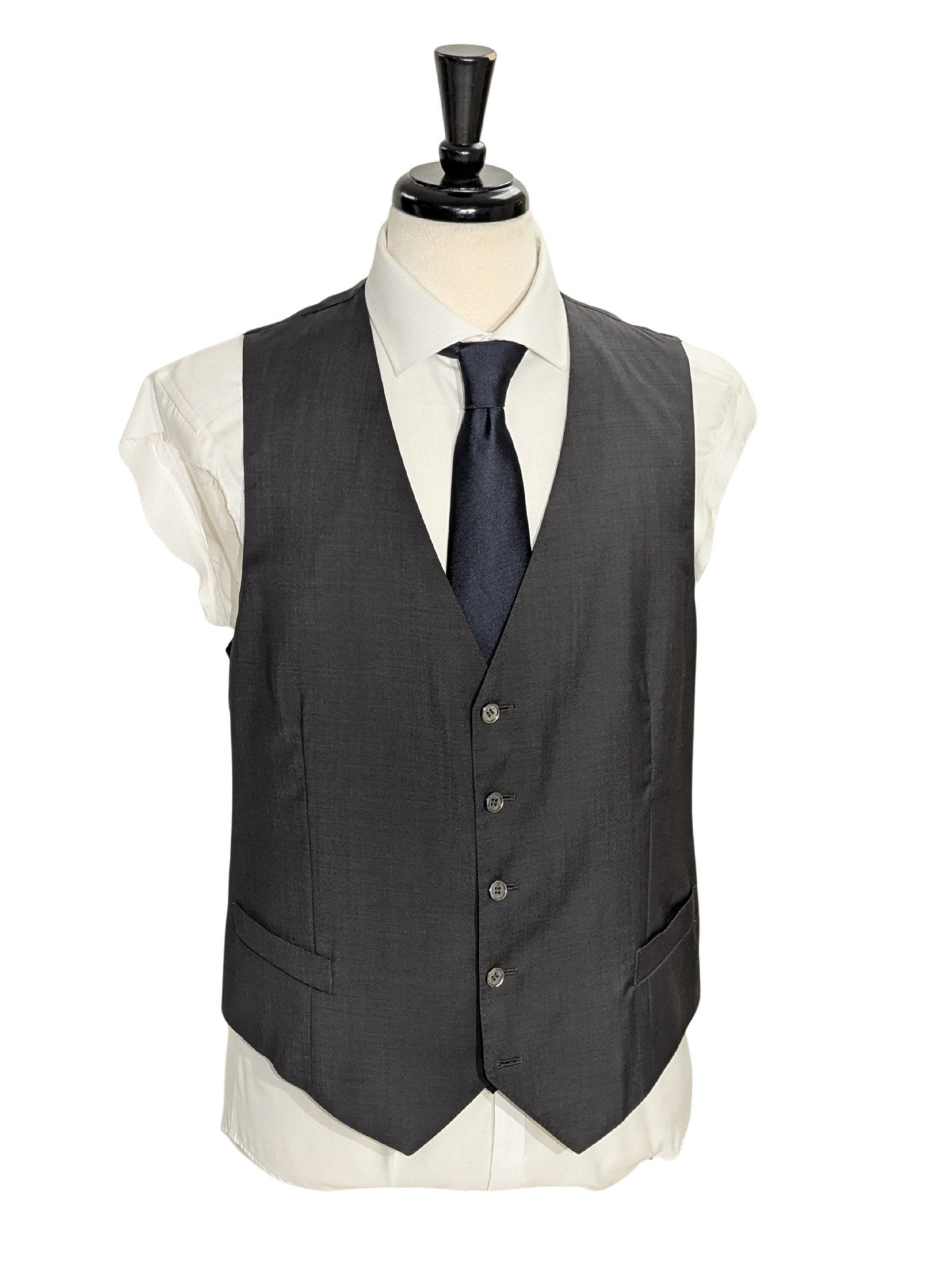 Canali Solid Gray 3-Piece 100% Wool Suit 44S