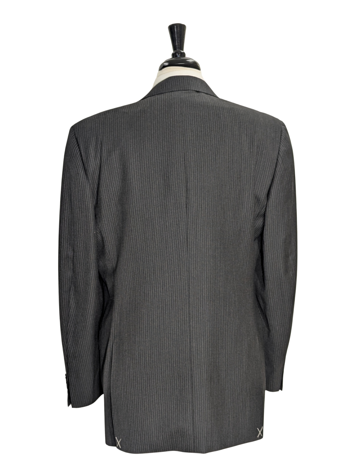 Canali Charcoal Pinstriped 100% Wool Suit 44L