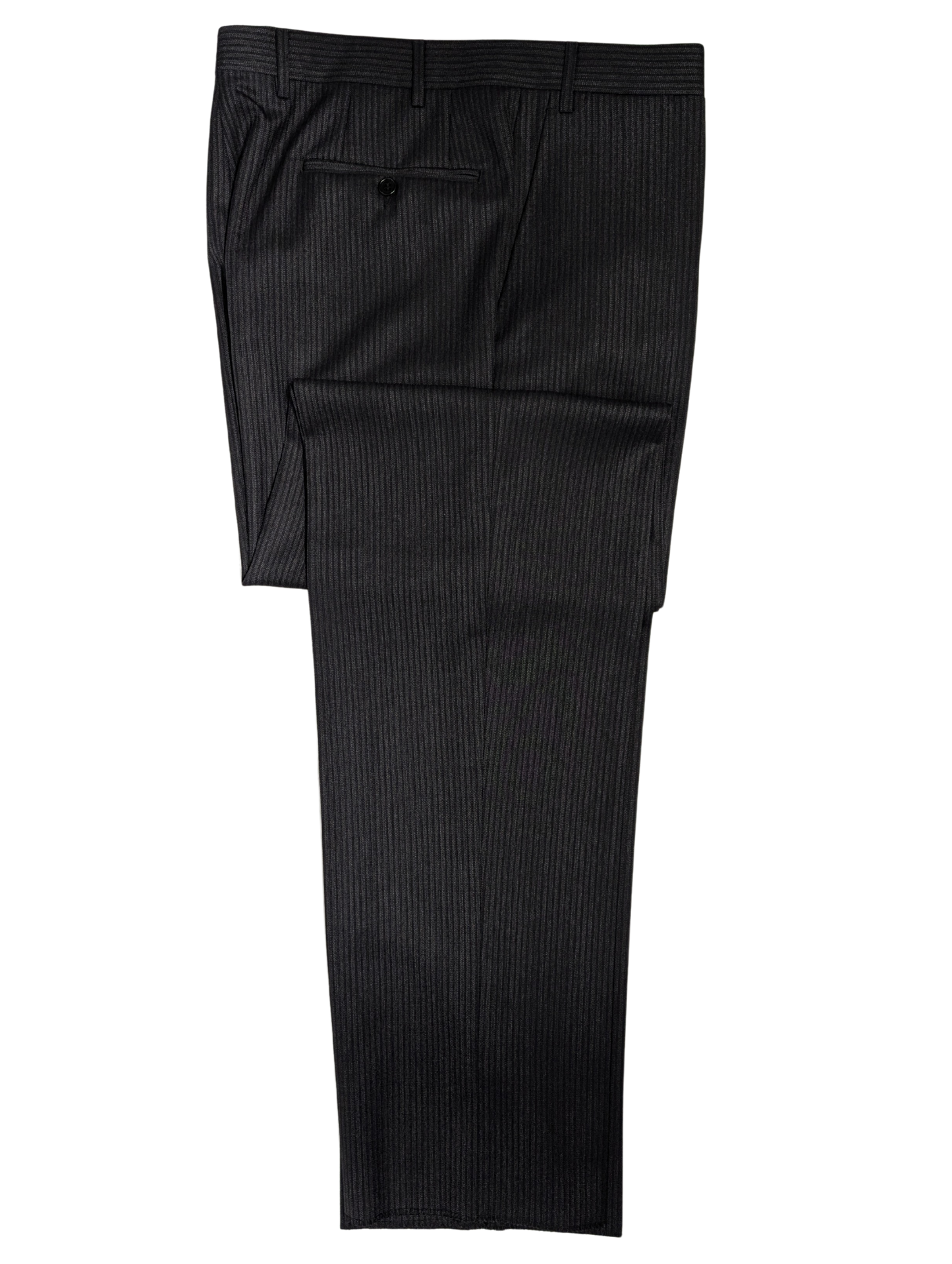 Canali Charcoal Pinstriped 100% Wool Suit 44L