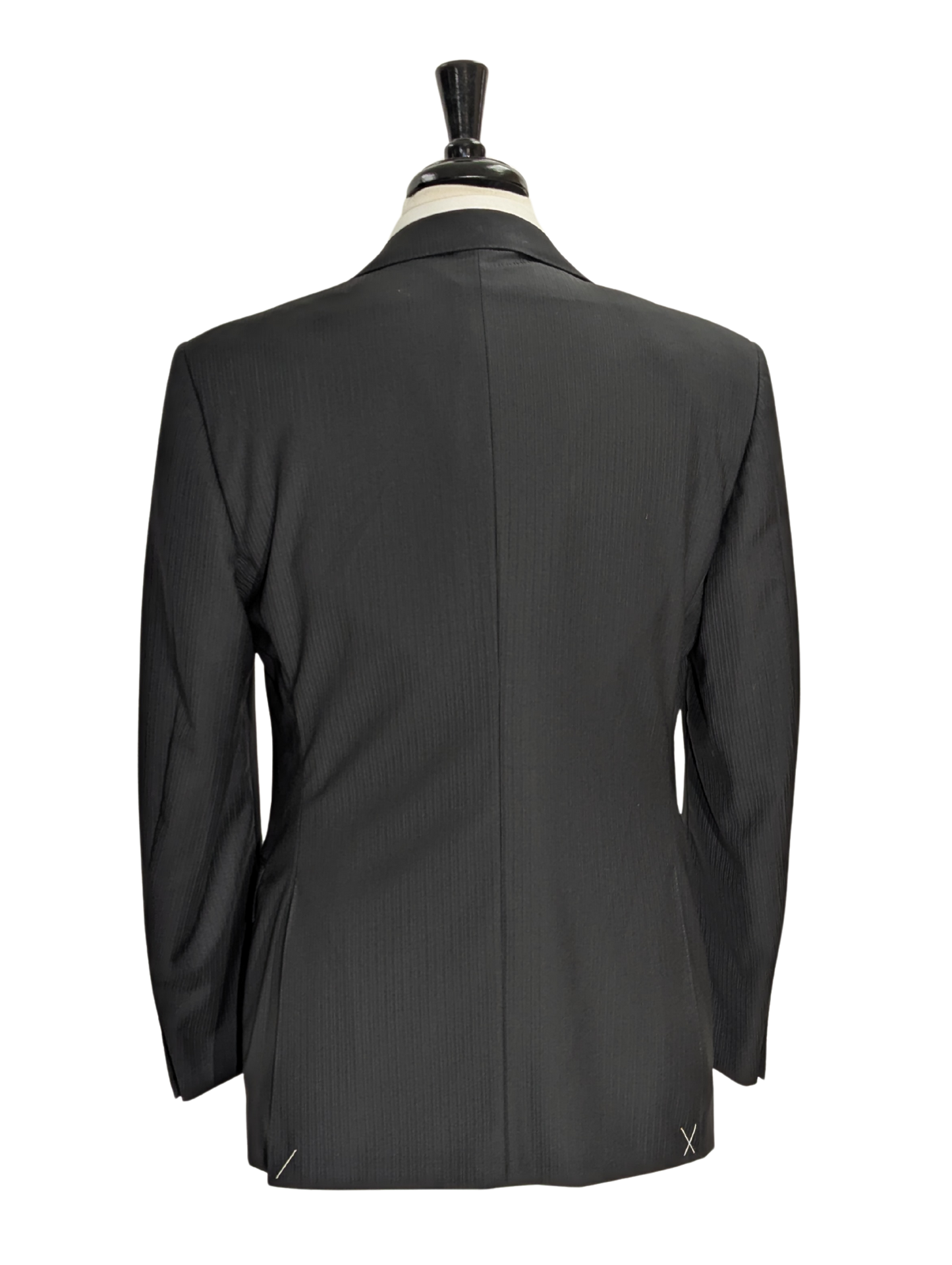 Canali Black Tonal Striped 100% Wool Suit 38R