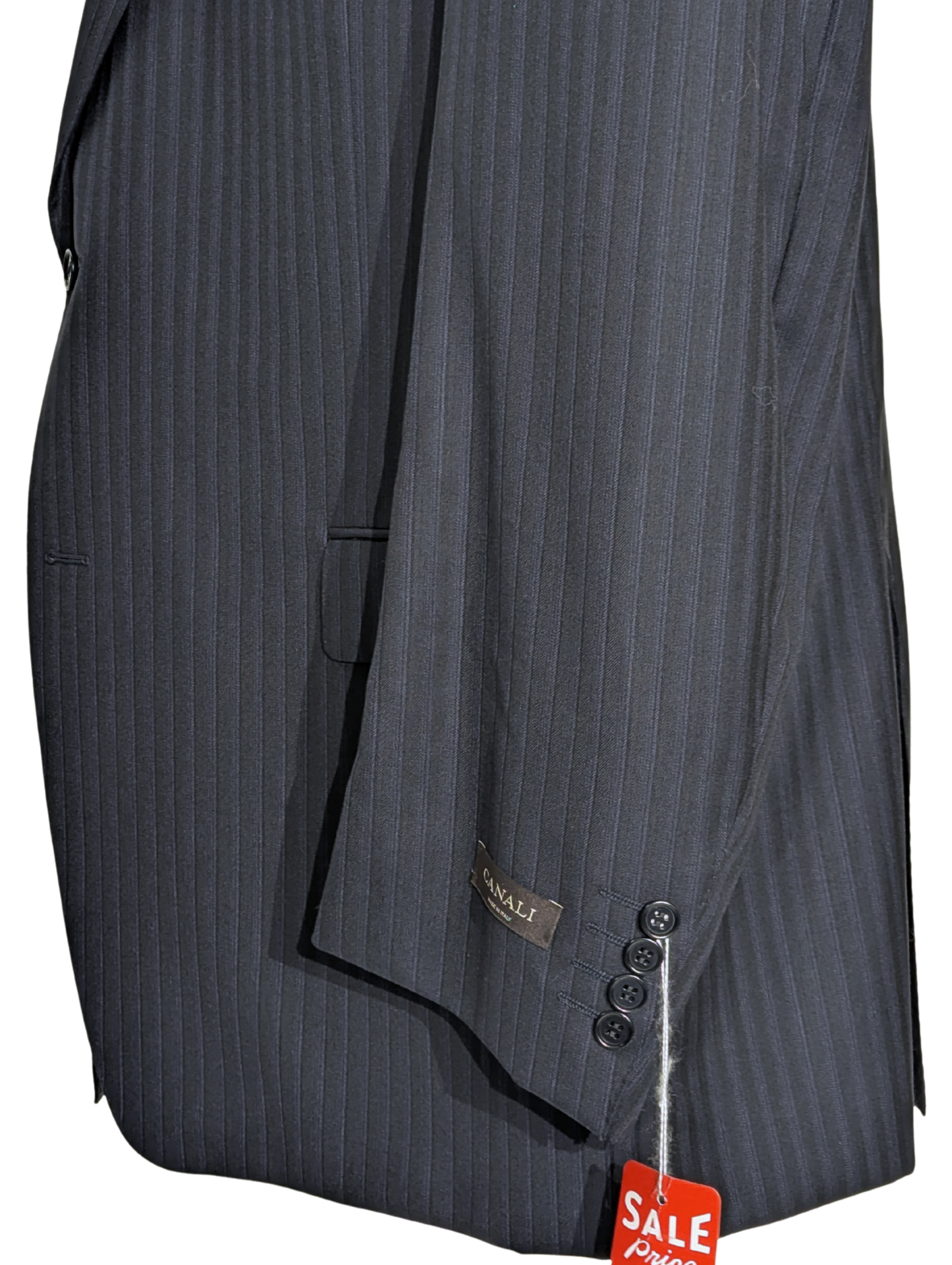 Canali Navy Pinstriped 100% Wool 2 Button Suit 52L