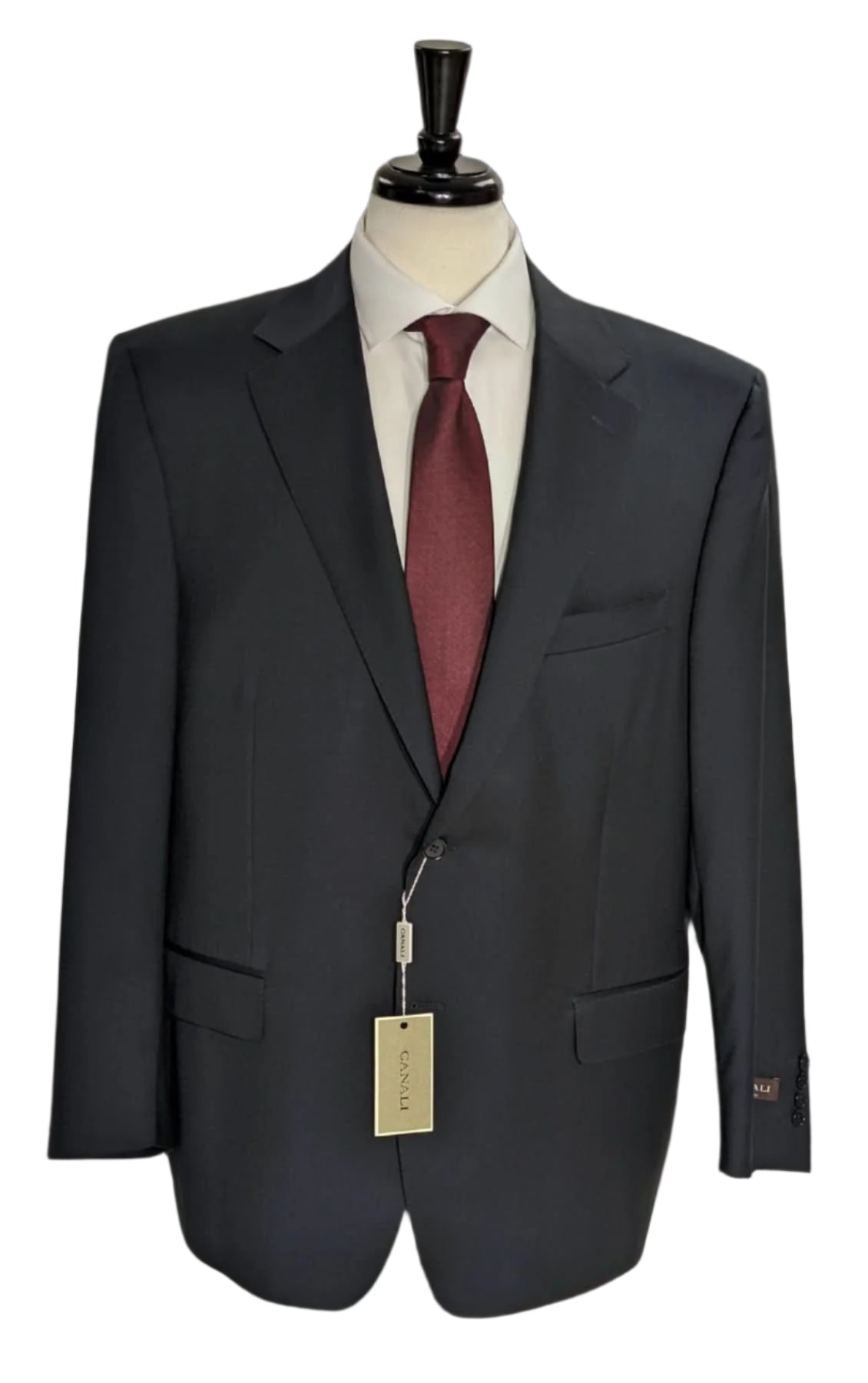 Canali Men's Solid Navy 100% Wool Suit 46R