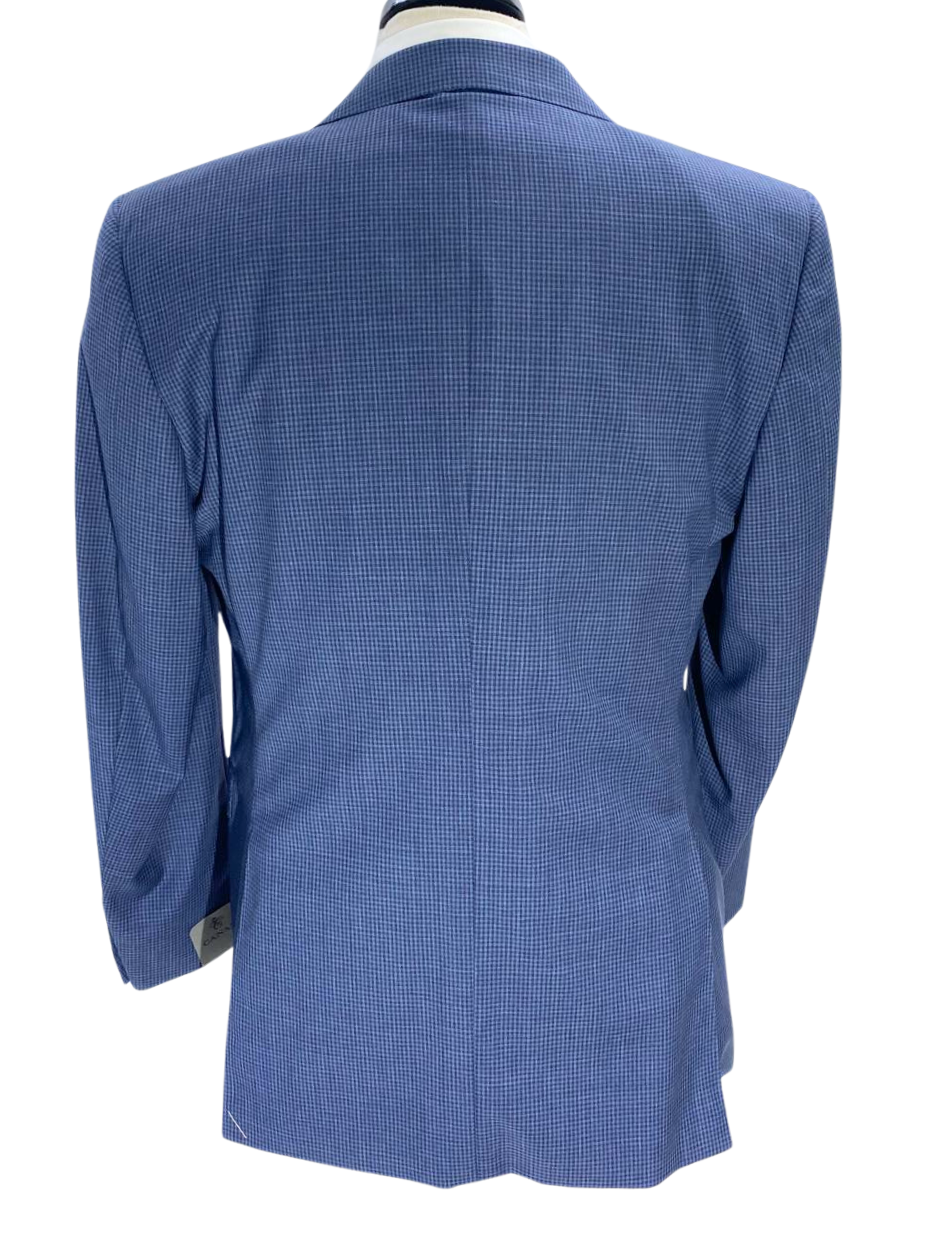 Canali Blue Check Notch Lapel 100% Wool 2 Button Suit 40R