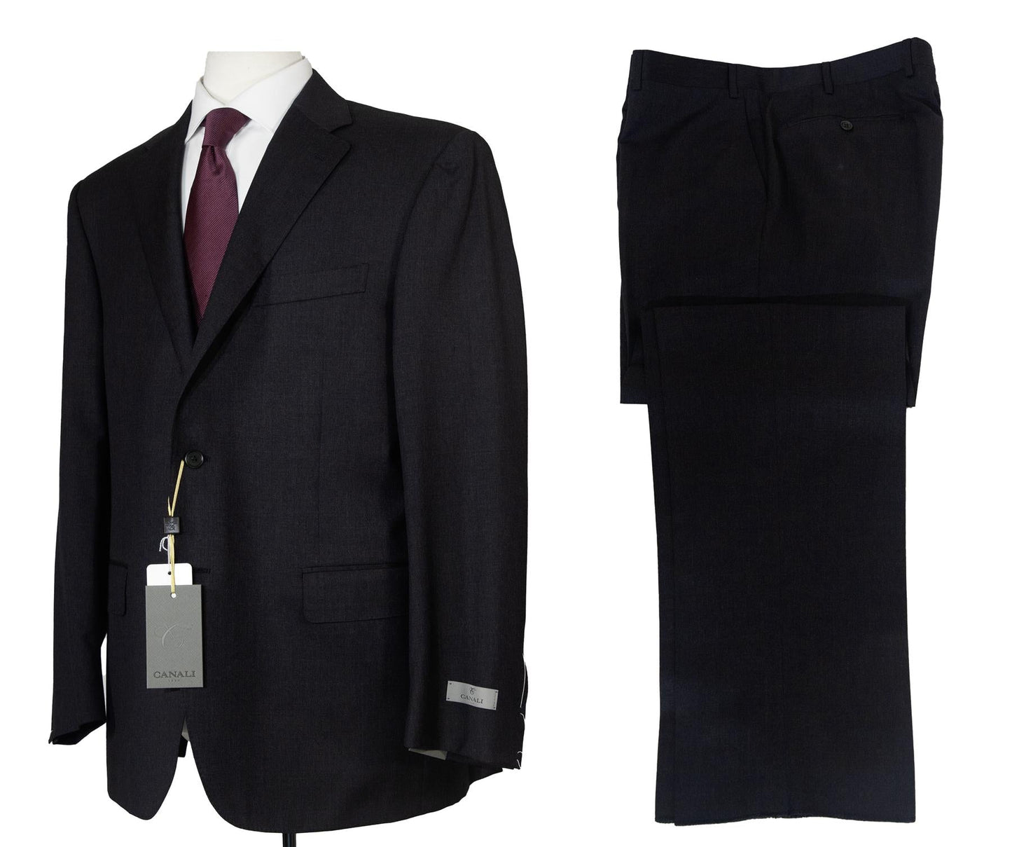 Canali Mens Dark Charcoal Grey Classic Fit 38R Drop 4 100% Wool 2 Piece Suit