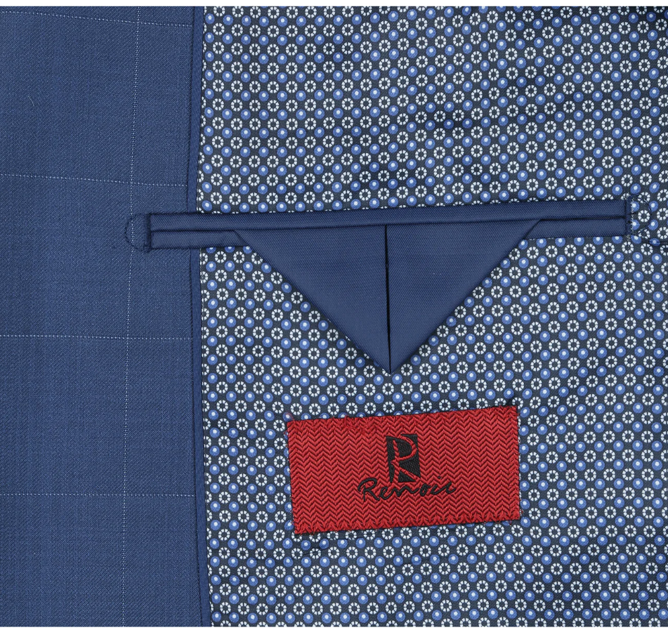 Raphael Blue Windowpane Check Slim Fit Notch Lapel Two Button Suit