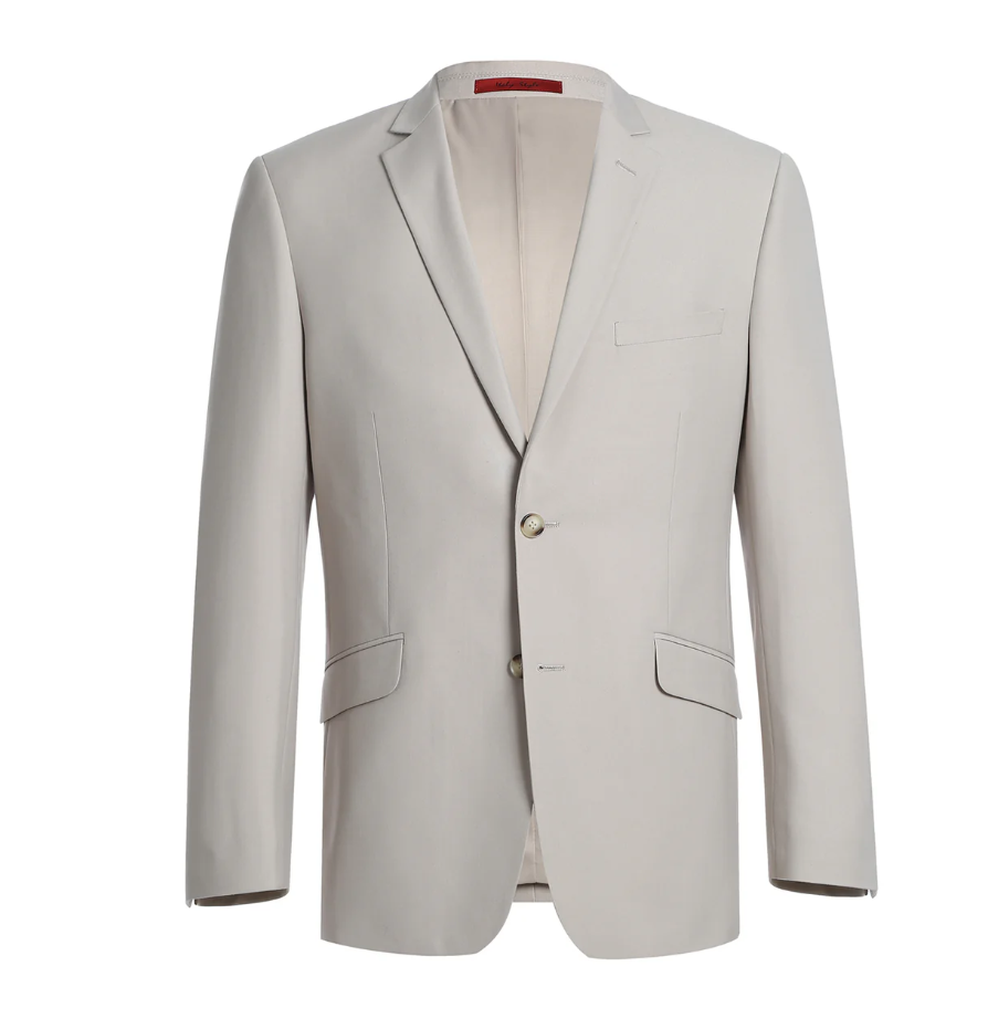 Raphael Solid Beige Notch Lapel Slim Fit Two Button Suit