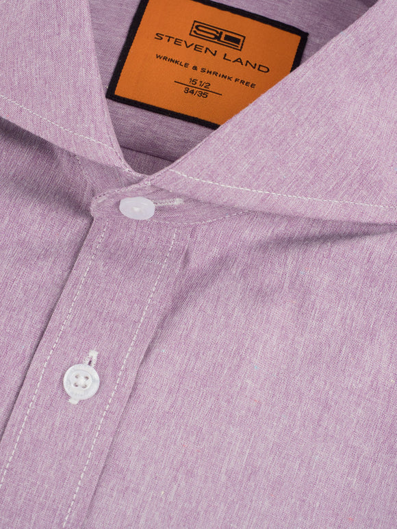 Steven Land Mens Classic Fit Purple Wrinkle Free Cotton Blend Cutaway Collar Dress Shirt