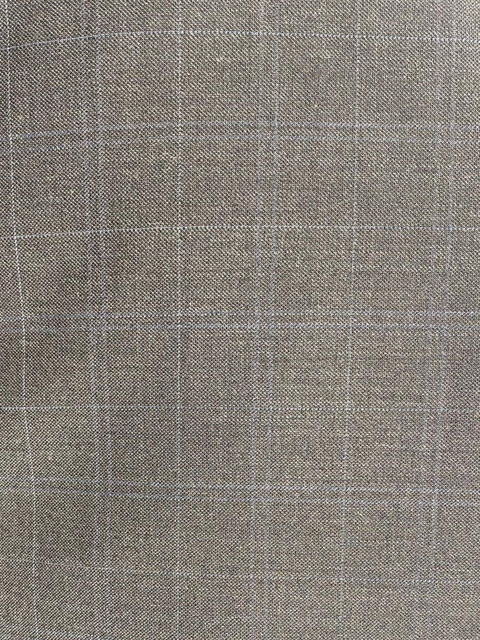 Tommy Hilfiger Charcoal Grey with Light Blue Windowpane Modern Fit Notch Lapel Wool Stretch Suit