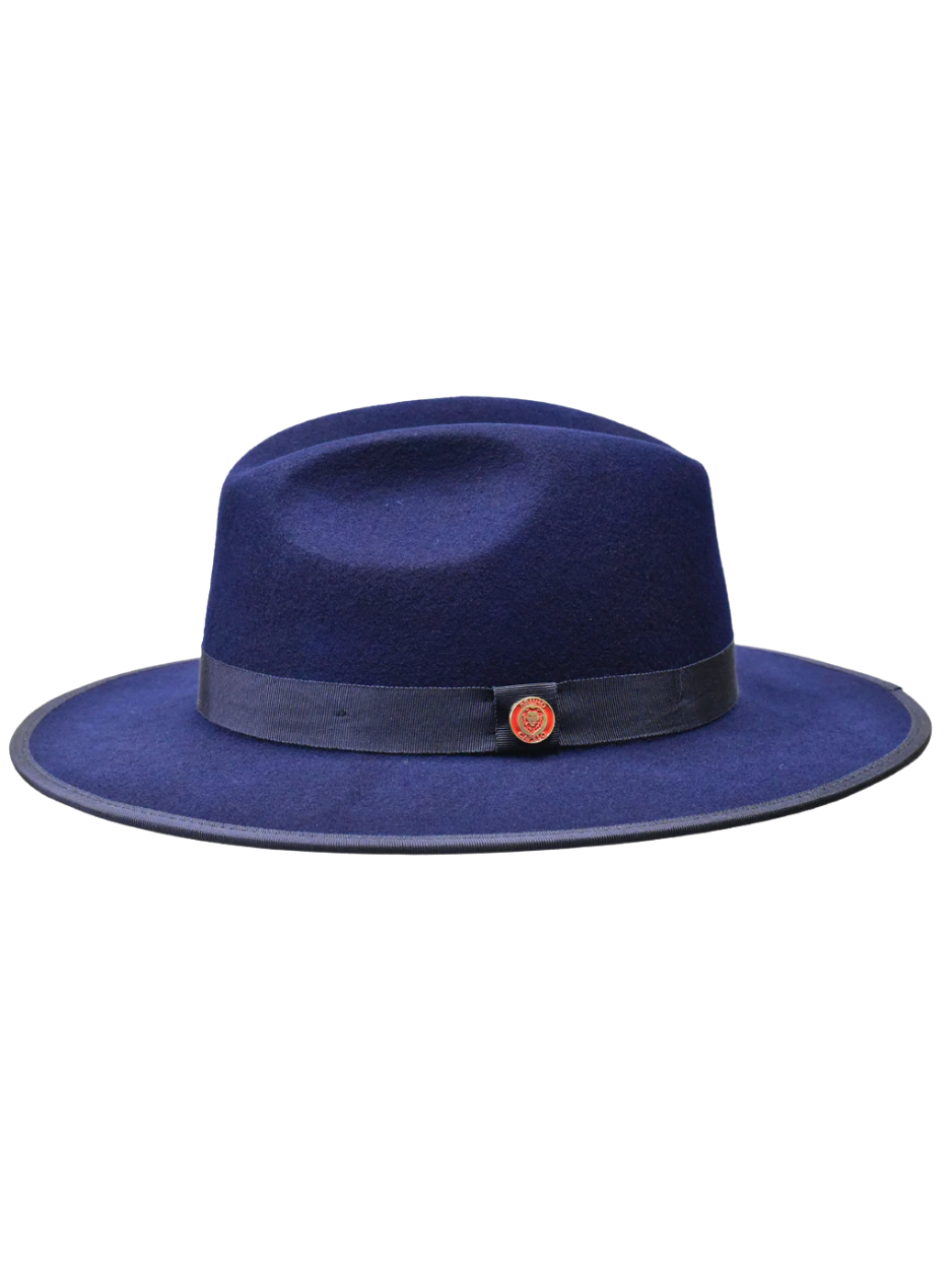 Men's Monarch Collection Navy/Red Felt Fedora Hat