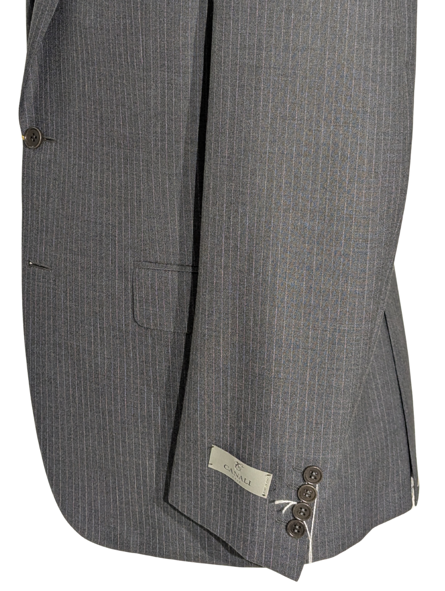Canali Dark Gray Pinstriped 100% Wool Suit 40R