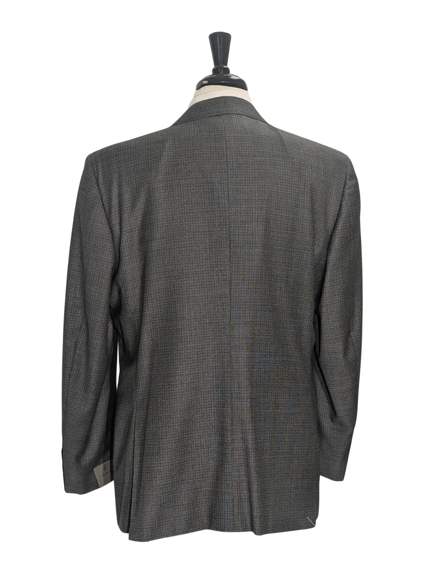 Canali Dark Gray Woven Check Pattern Classic Fit 100% Wool Suit 48R