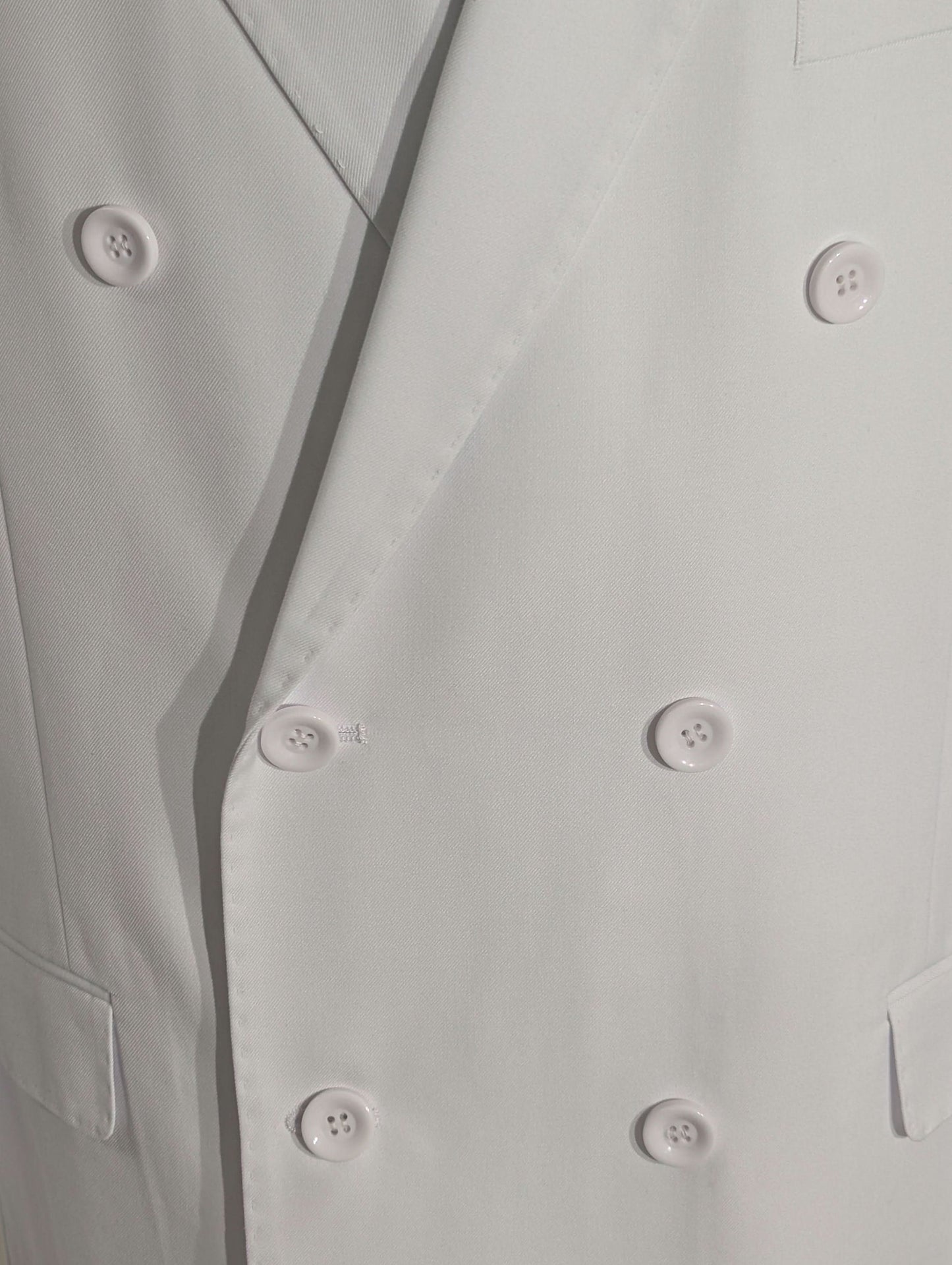 Apollo King Solid White Double Breasted Suit 46R