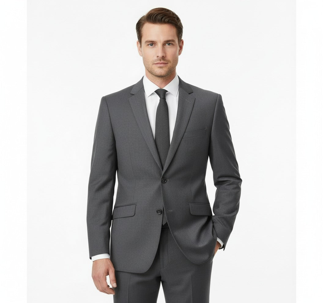 Raphael Men’s Classic Fit Charcoal Gray Notch Lapel Two Button Suit