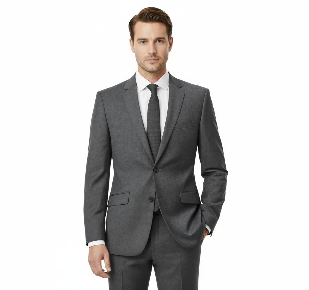 Raphael Men’s Slim Fit Charcoal Gray Notch Lapel Two Button Suit