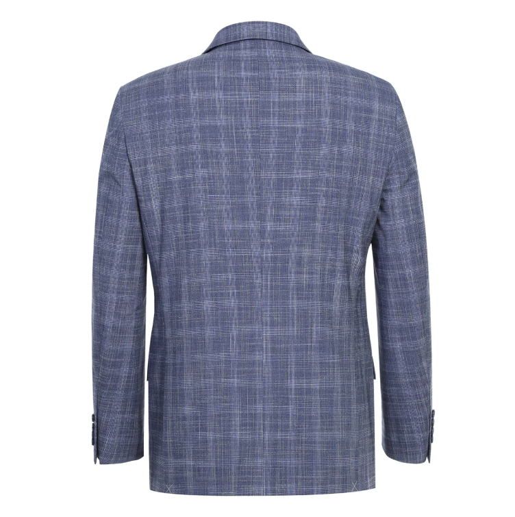 Raphael Blue Checked Slim Fit Stretch Notch Lapel Two Button Suit