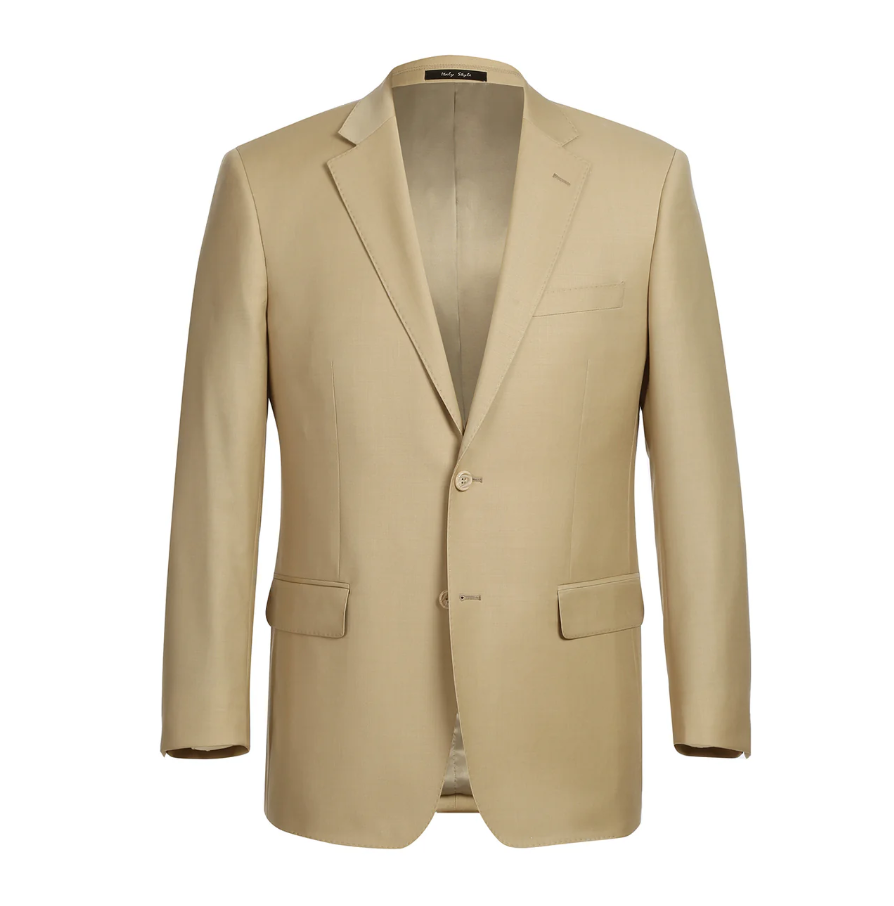 Raphael Men’s Slim Fit Tan Super 170’s Notch Lapel Wool Two Button Suit