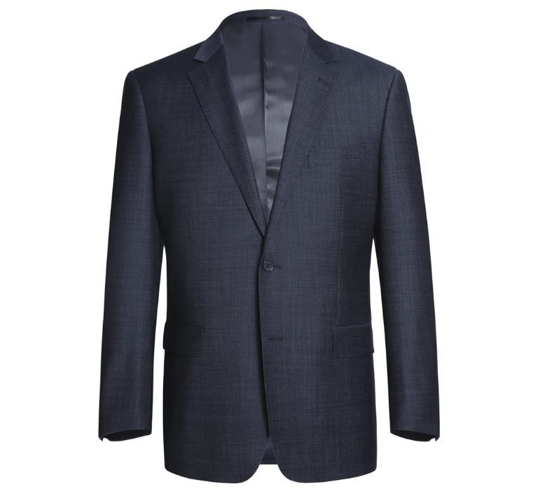 Raphael Navy Textured Notch Lapel Classic Fit Two Button Wool Suit