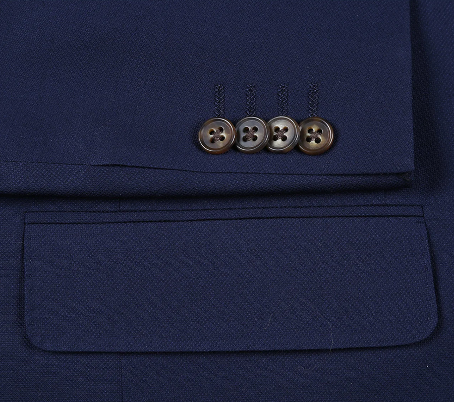 Raphael Navy Blue with Purple Lining Classic Fit Two-Button Notch Lapel Blazer