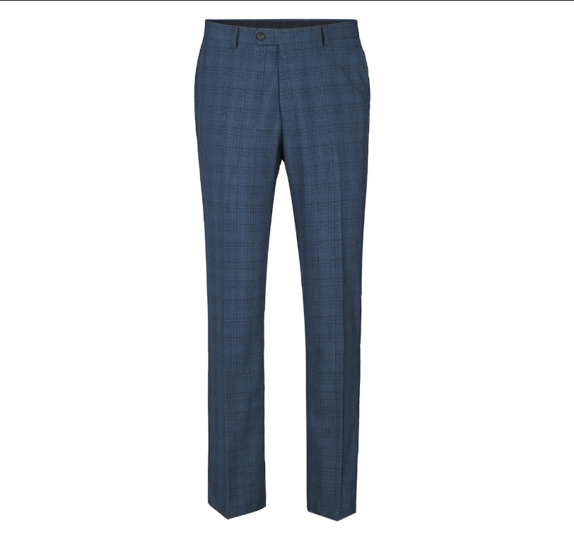 Raphael Blue Plaid Classic Fit Notch Lapel Two Button 3 Piece Suit