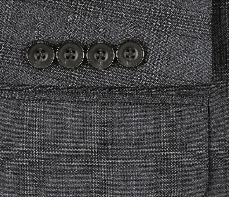 Raphael Gray Plaid Classic Fit Notch Lapel Two Button 3 Piece Suit