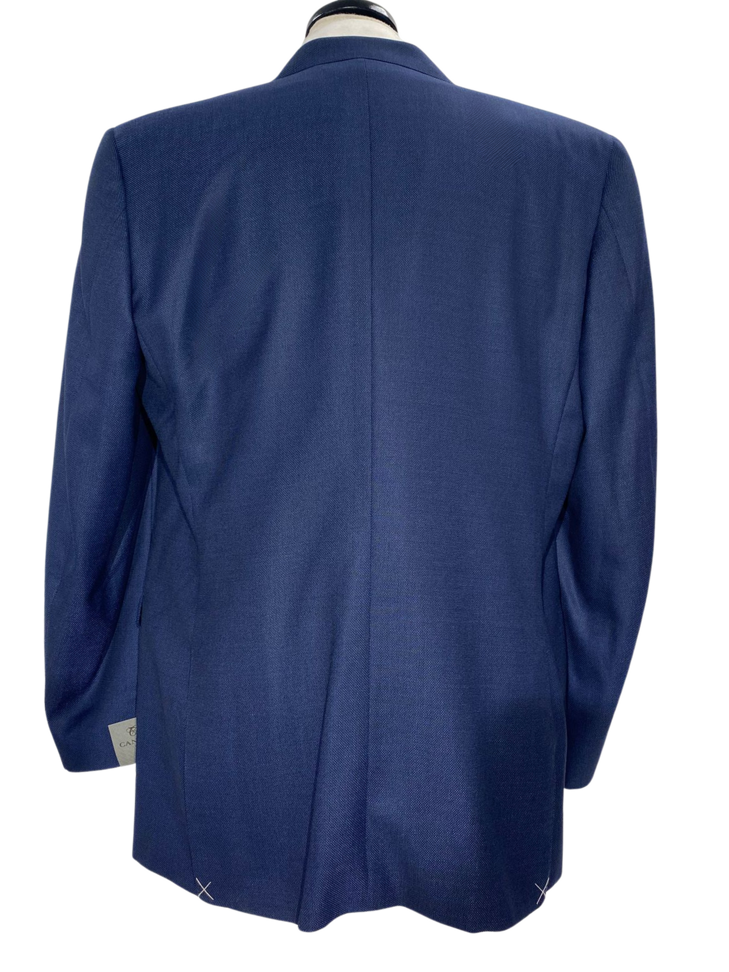 Canali Navy Blue Textured Notch Lapel 100% Wool 2 Button Suit 46L