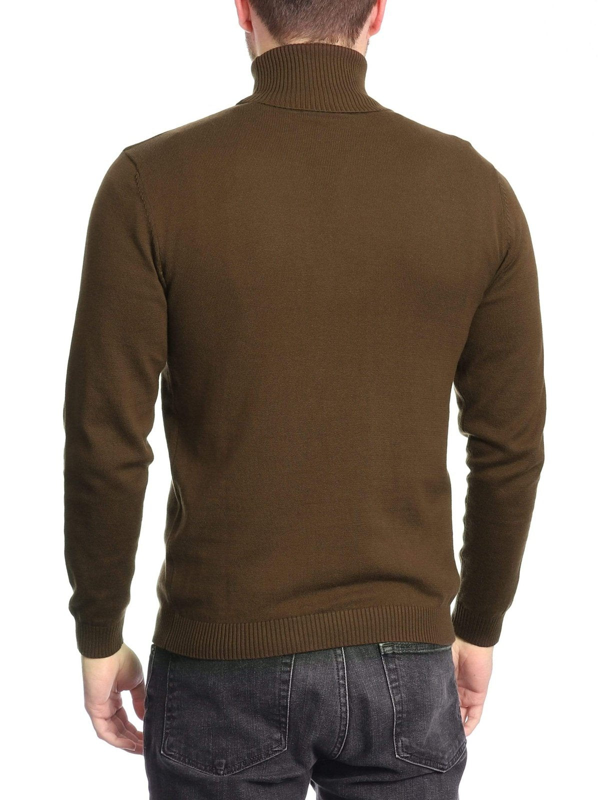Arthur Black Men's Solid Brown Pullover Cotton Blend Turtleneck Sweater Shirt